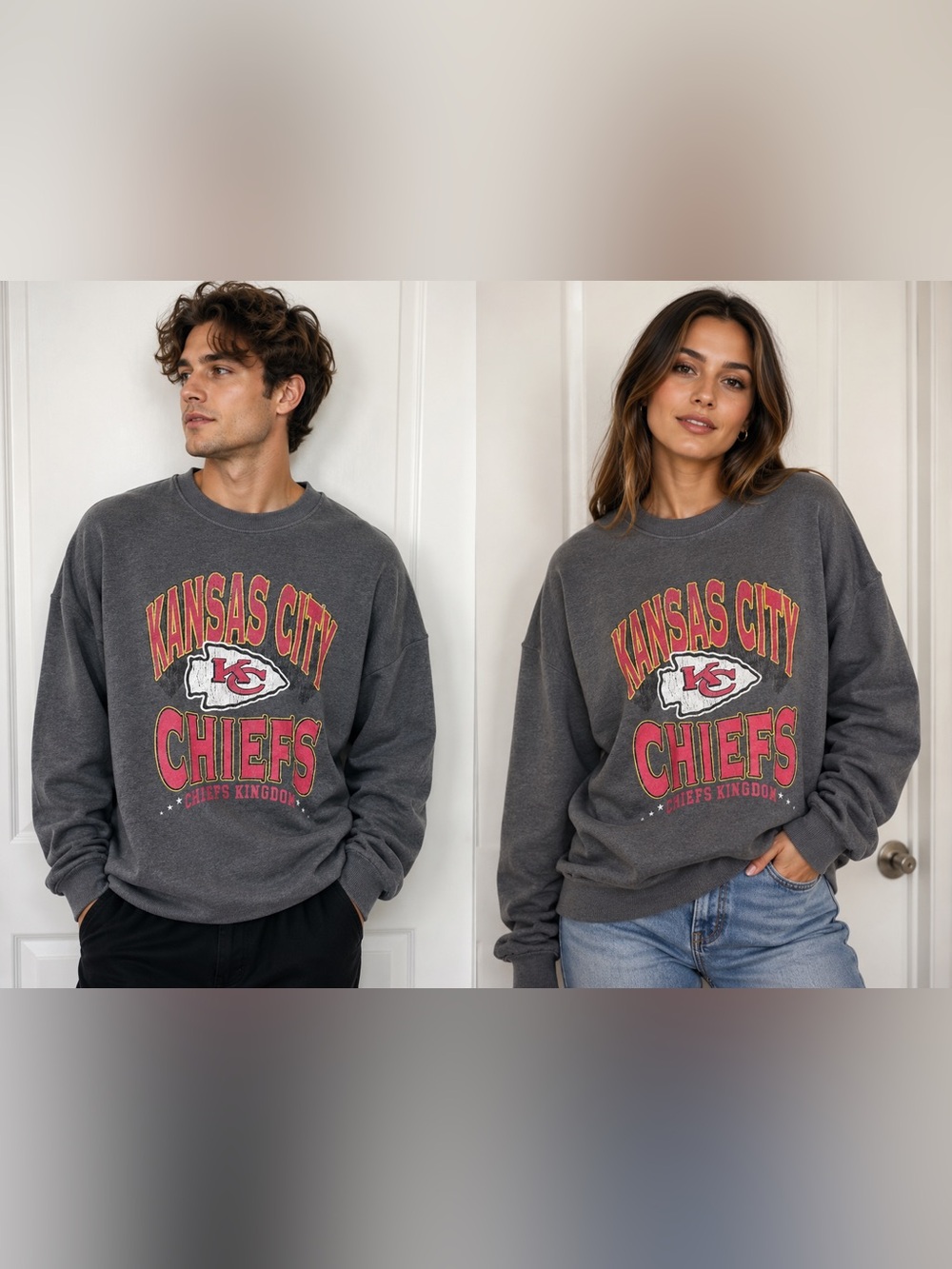 NWT Unisex Kansas City Chiefs charcoal logo Crewneck Sweatshirt size L